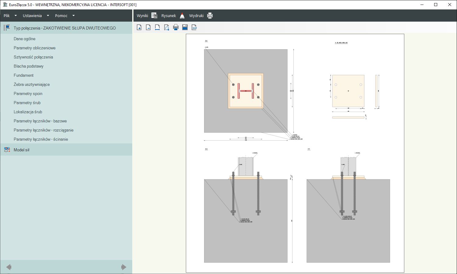 EuroZcza ZAKOTWIENIE SUPA DWUTEOWEGO + DXF 3.0 - licencja roczna | INTERsoft program CAD